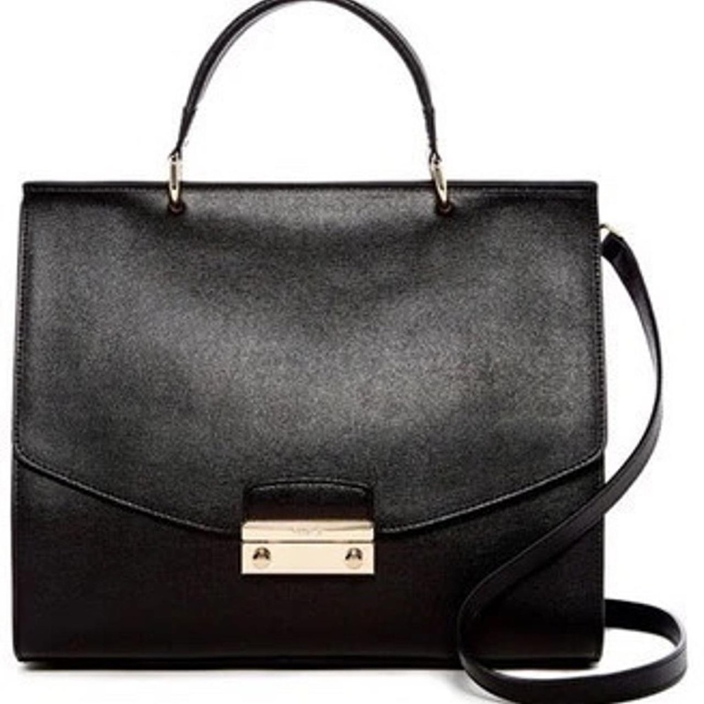 Furla Julia Black Leather Top-Handle Satchel